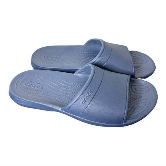 CROCS Other - Crocs Iconic Comfort Navy Blue Slide Sandals 5